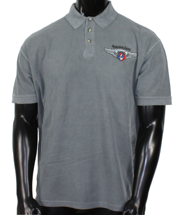 Smoke Pigment Dyed Polo Shirt with Steal Your Face Embroidery