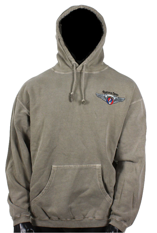 Mocha Pigment Dyed Hoodie with Steal Your Face Wing Embroidery-Adult